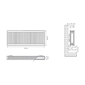 Flomasta Type 21 Double-Panel Plus Single Convector Radiator 400 x 1100mm White 3591BTU 5 Flomasta Type 21 Double-Panel Plus Single Convector Radiator 400 x 1100mm White 3591BTU - Image 5