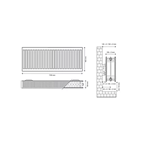 Flomasta Type 22 Double-Panel Double Convector Radiator 400 x 1100mm White 4571BTU 5 Flomasta Type 22 Double-Panel Double Convector Radiator 400 x 1100mm White 4571BTU - Image 5