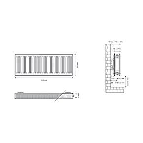 Flomasta Type 21 Double-Panel Plus Single Convector Radiator 300 x 1200mm White 3102BTU 5 Flomasta Type 21 Double-Panel Plus Single Convector Radiator 300 x 1200mm White 3102BTU - Image 5
