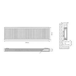 Flomasta Type 21 Double-Panel Plus Single Convector Radiator 500 x 1400mm White 5489BTU -Central Heating Radiators shop 308XP A4
