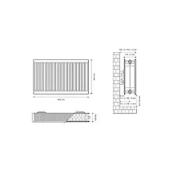 Flomasta Type 22 Double-Panel Double Convector Radiator 600 x 800mm White 4666BTU -Central Heating Radiators shop 333XP A4