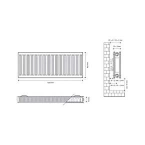 Flomasta Type 21 Double-Panel Plus Single Convector Radiator 400 x 1000mm White 3265BTU 5 Flomasta Type 21 Double-Panel Plus Single Convector Radiator 400 x 1000mm White 3265BTU - Image 5