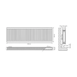 Flomasta Type 21 Double-Panel Plus Single Convector Radiator 600 x 1400mm White 6384BTU -Central Heating Radiators shop 440XP A4