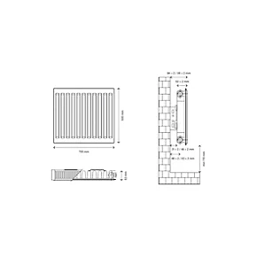 Flomasta Type 11 Single-Panel Single Convector Radiator 500 x 700mm White 1941BTU 5 Flomasta Type 11 Single-Panel Single Convector Radiator 500 x 700mm White 1941BTU - Image 5