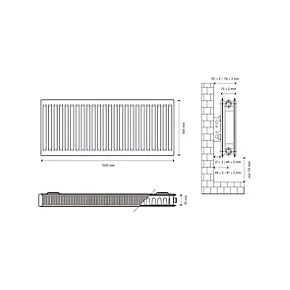 Flomasta Type 21 Double-Panel Plus Single Convector Radiator 500 x 1000mm White 3920BTU 5 Flomasta Type 21 Double-Panel Plus Single Convector Radiator 500 x 1000mm White 3920BTU - Image 5