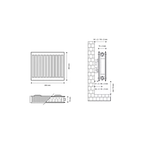 Flomasta Type 21 Double-Panel Plus Single Convector Radiator 400 x 800mm White 2612BTU 5 Flomasta Type 21 Double-Panel Plus Single Convector Radiator 400 x 800mm White 2612BTU - Image 5
