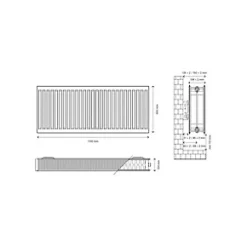 Flomasta Type 22 Double-Panel Double Convector Radiator 600 x 1100mm White 6415BTU 10 Flomasta Type 22 Double-Panel Double Convector Radiator 600 x 1100mm White 6415BTU -Central Heating Radiators shop 767XP A4