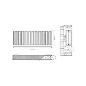 Flomasta Type 22 Double-Panel Double Convector Radiator 600 x 1100mm White 6415BTU 5 Flomasta Type 22 Double-Panel Double Convector Radiator 600 x 1100mm White 6415BTU - Image 5