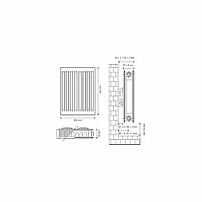 Flomasta Type 21 Double-Panel Plus Single Convector Radiator 600 x 500mm White 2280BTU 5 Flomasta Type 21 Double-Panel Plus Single Convector Radiator 600 x 500mm White 2280BTU - Image 5