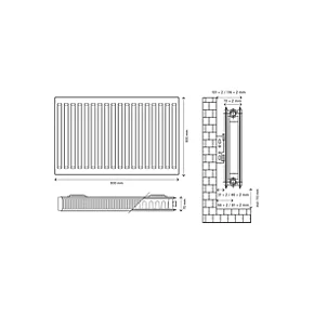 Flomasta Type 21 Double-Panel Plus Single Convector Radiator 600 x 800mm White 3648BTU 5 Flomasta Type 21 Double-Panel Plus Single Convector Radiator 600 x 800mm White 3648BTU - Image 5