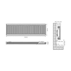 Flomasta Type 11 Single-Panel Single Convector Radiator 500 x 1600mm White 4436BTU 10 Flomasta Type 11 Single-Panel Single Convector Radiator 500 x 1600mm White 4436BTU -Central Heating Radiators shop 999XP A4